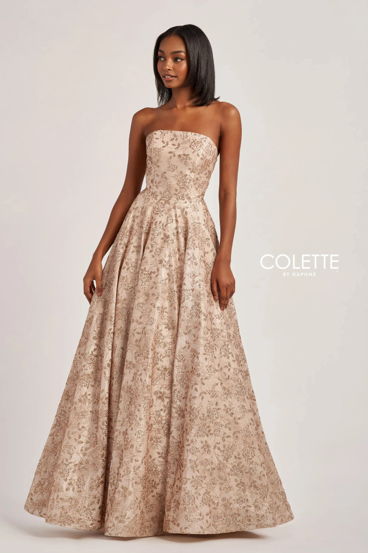 Colette by Daphne CL6002 Novelty Glitter Strapless Dress