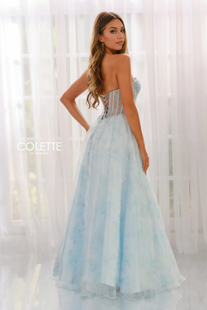 Colette by Daphne CL6011 Floral Chiffon Strapless Dress