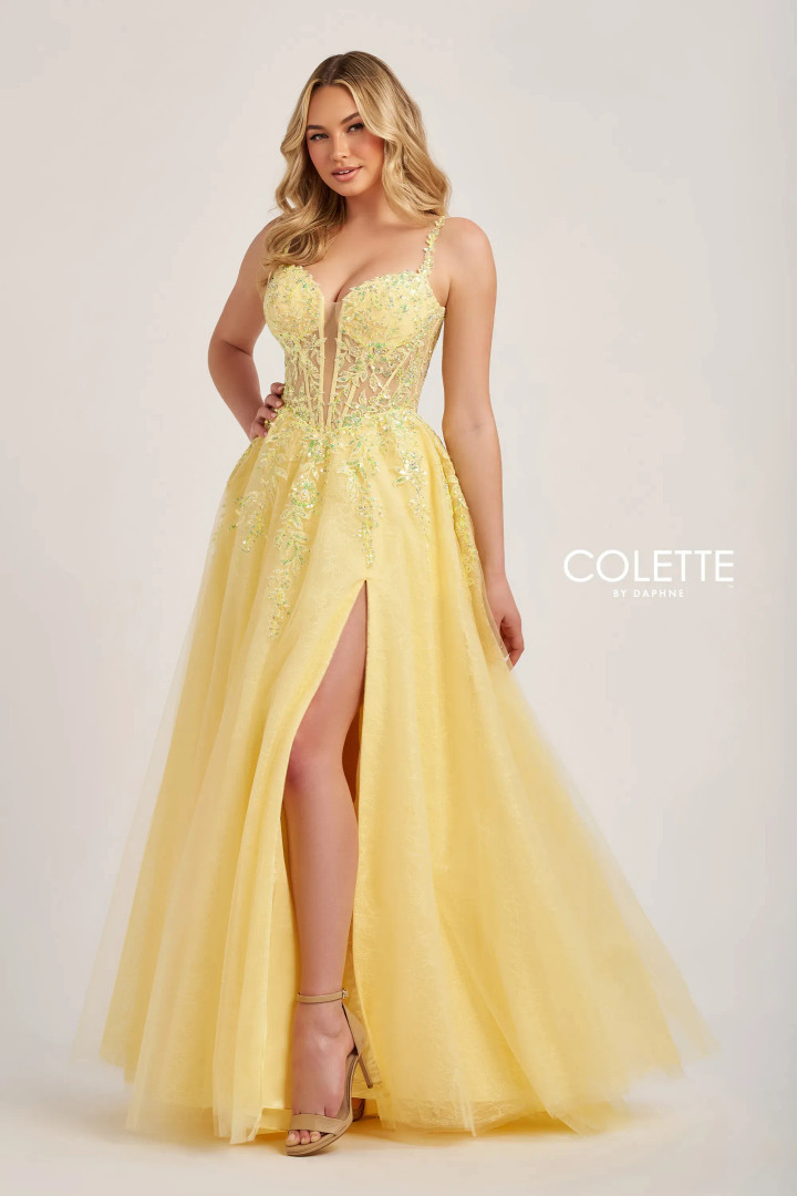 Colette by Daphne CL6018 Glitter Tulle Lace Sleeveless Dress