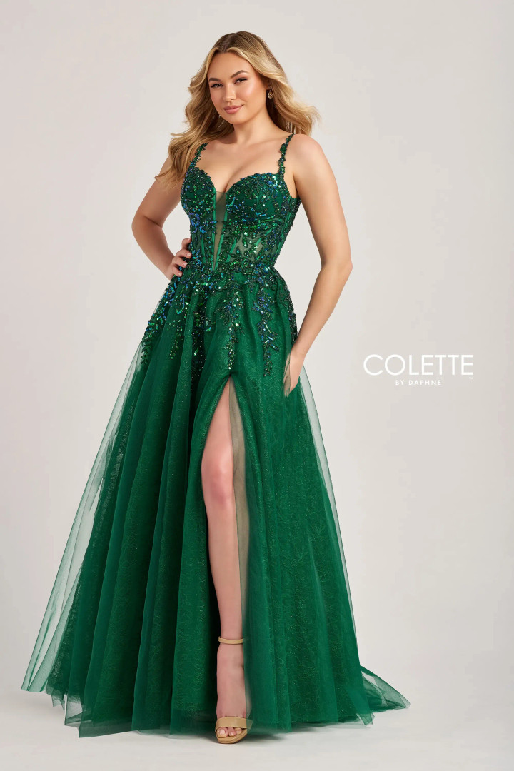 Colette by Daphne CL6018 Glitter Tulle Lace Sleeveless Dress