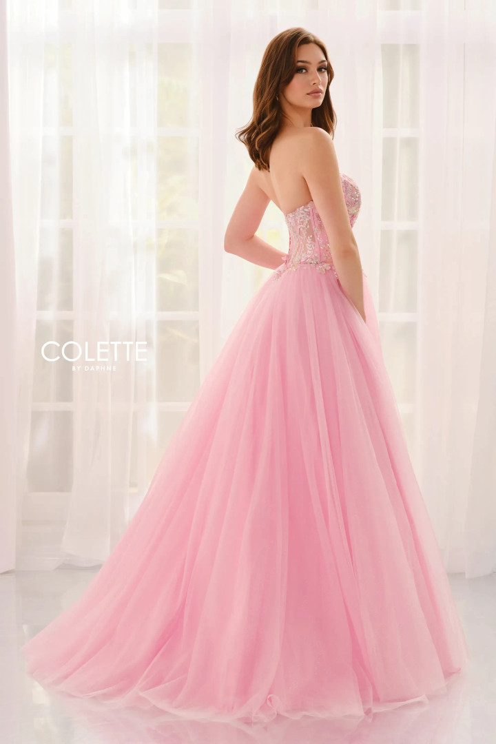Colette by Daphne CL6107 Bead Glitter Tulle Strapless Dress