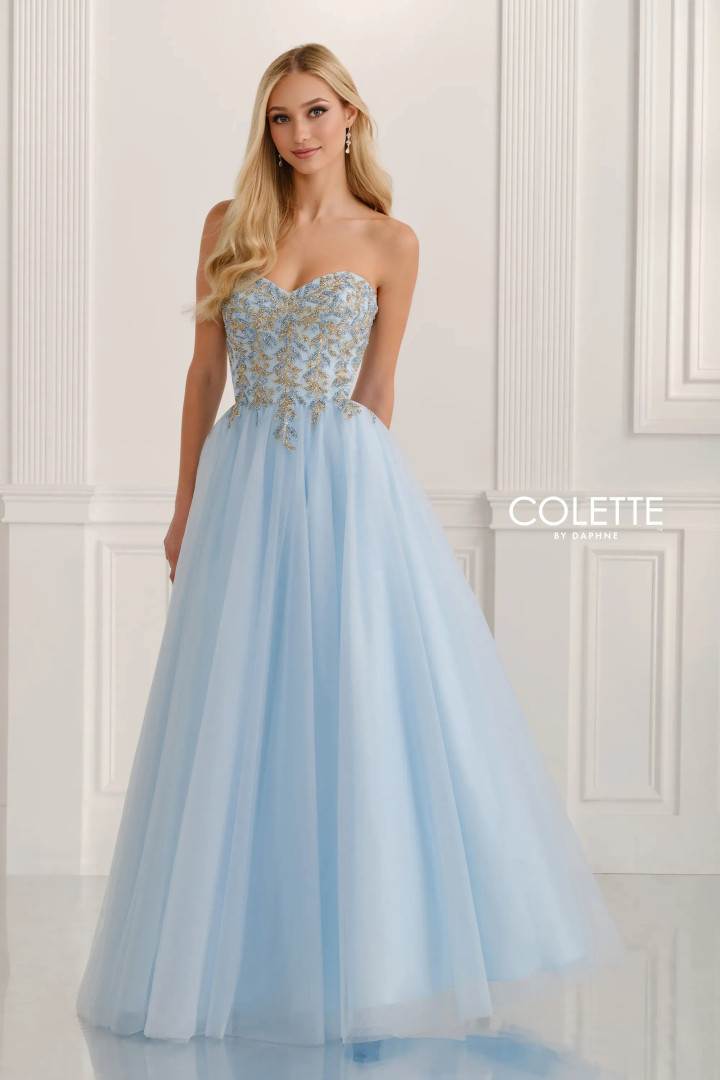 Colette by Daphne CL6111 Glitter Tulle Sleeveless Long Dress