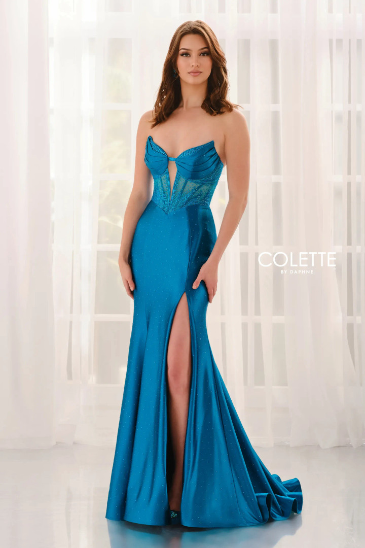 Colette by Daphne CL6129 Stretch Satin Strapless Long Dress