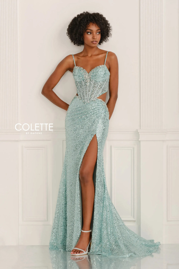 Colette by Daphne CL6145 Stretch Mesh Sleeveless Long Dress