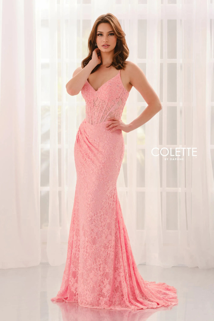 Colette by Daphne CL6155 Glitter Tulle Sleeveless Long Dress