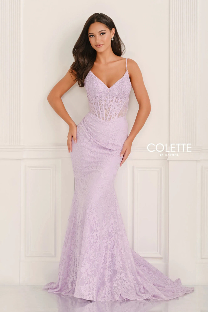 Colette by Daphne CL6155 Glitter Tulle Sleeveless Long Dress