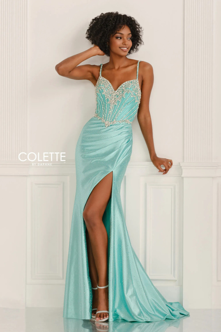 Colette by Daphne CL6173 Bead Stretch Knit Sleeveless Dress
