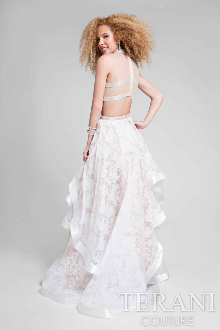 Terani Couture 1711P2713 Lace High Neck Two Piece Ball Gown