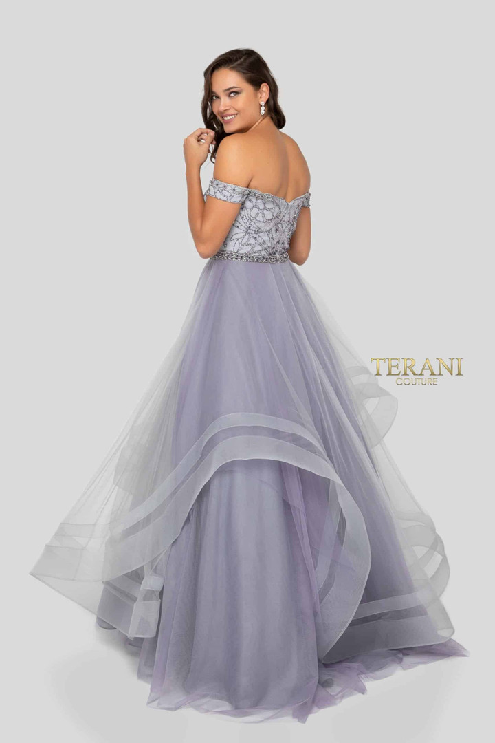 Terani Couture 1911P8501 Heavy Beaded Off-Shoulder Ball Gown