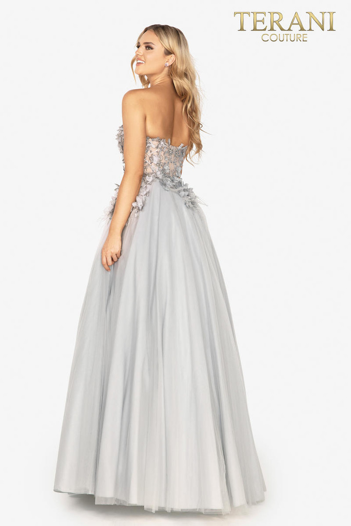 Terani Couture 2011P1206 Tulle Beaded Strapless Prom Dress