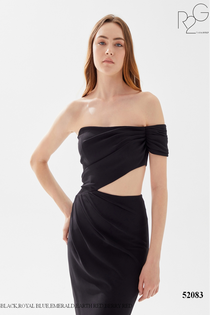 RG2 by Tarik Ediz 52083 Crepe Off-Shoulder Sleeves Dress