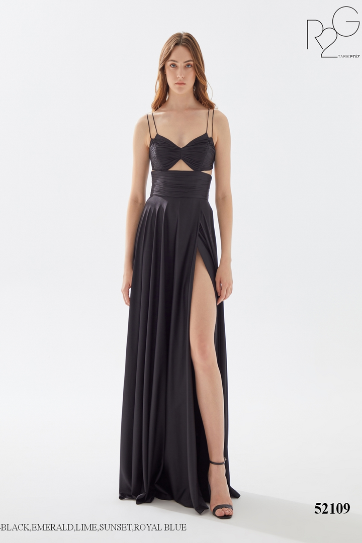 RG2 by Tarik Ediz 52109 Satin V-Neck Straps Sleeves Dress