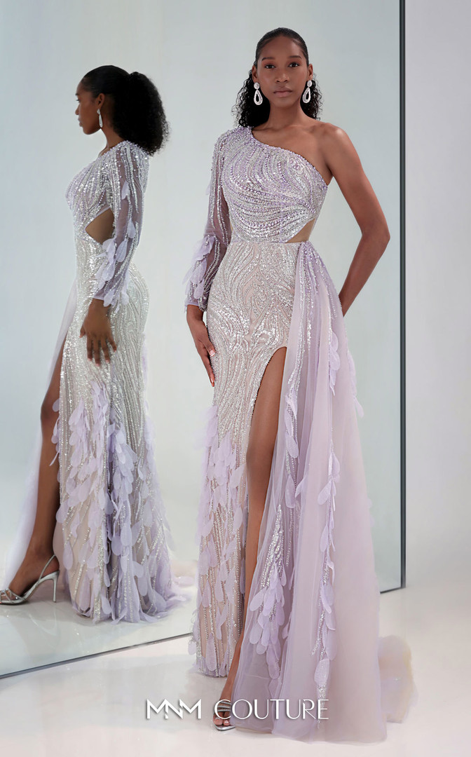 MNM Couture M1310 Sequin Bead Embellishments Overskirt Gown