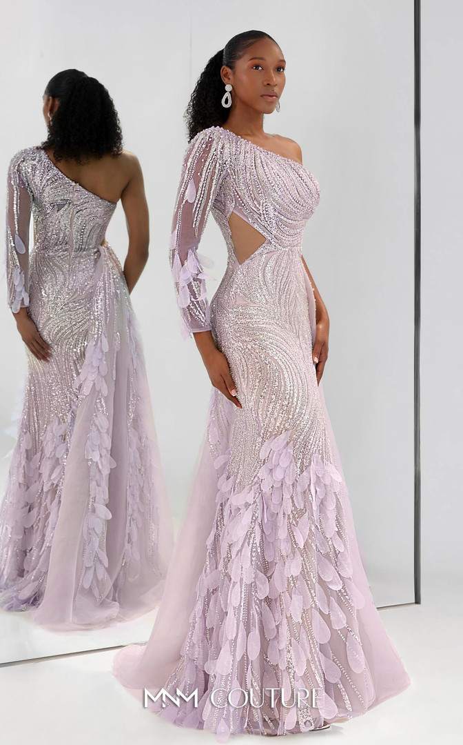 MNM Couture M1310 Sequin Bead Embellishments Overskirt Gown