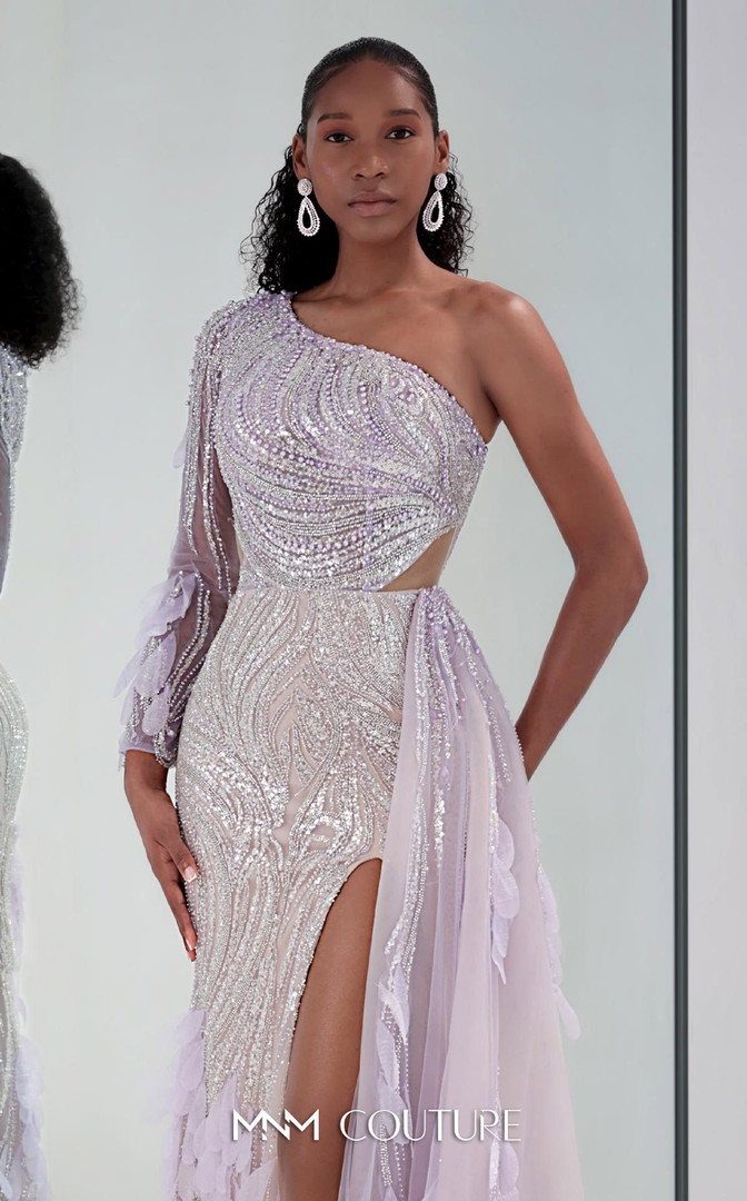 MNM Couture M1310 Sequin Bead Embellishments Overskirt Gown