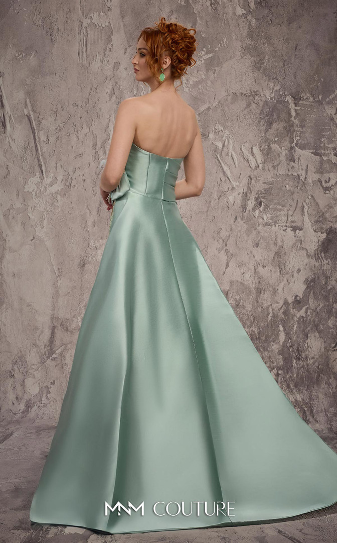 MNM Couture J03497 Satin Beaded Embroidered Strapless Gown