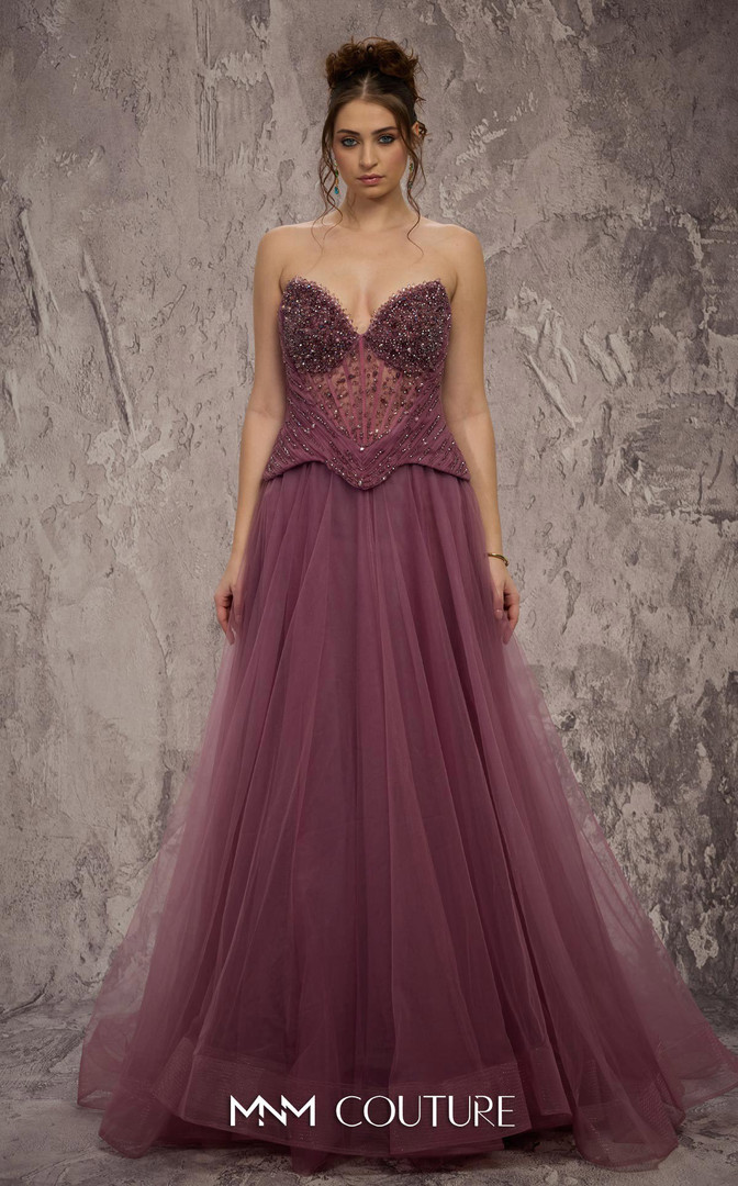 MNM Couture J03608 Beaded Sweetheart Neck Strapless Gown