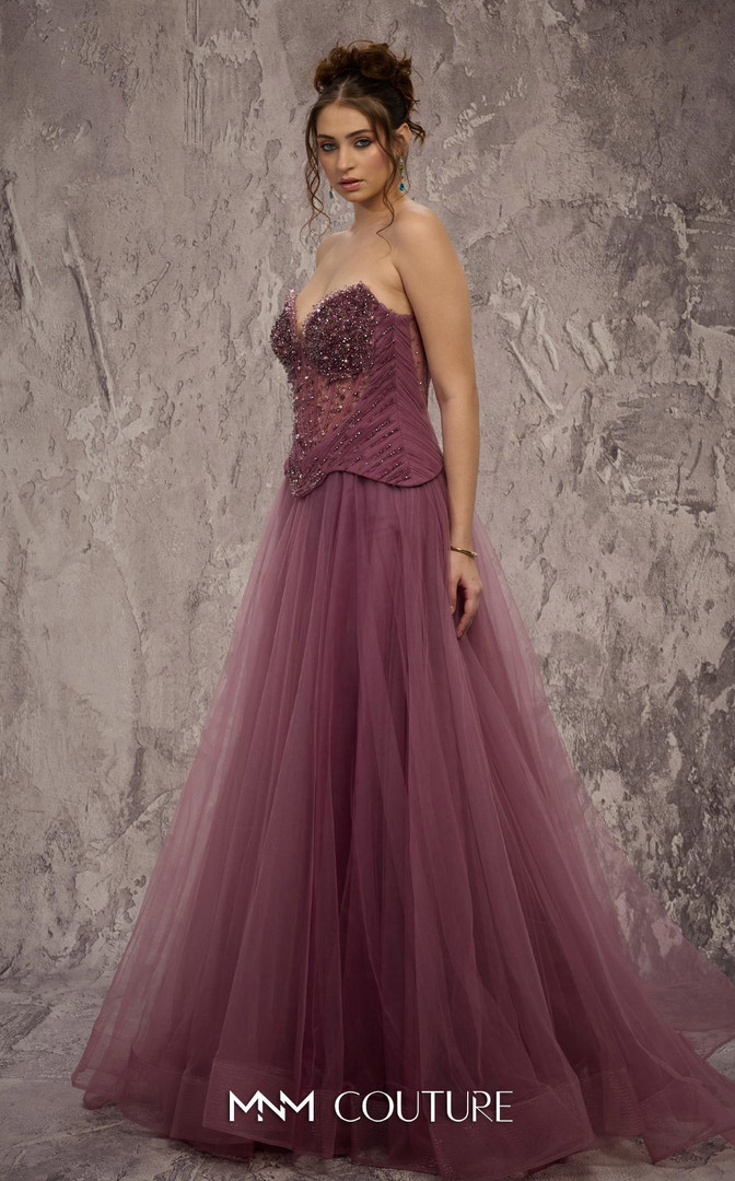 MNM Couture J03608 Beaded Sweetheart Neck Strapless Gown
