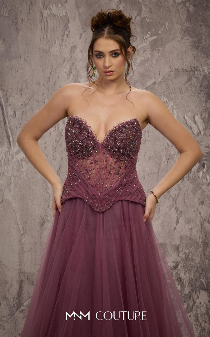 MNM Couture J03608 Beaded Sweetheart Neck Strapless Gown