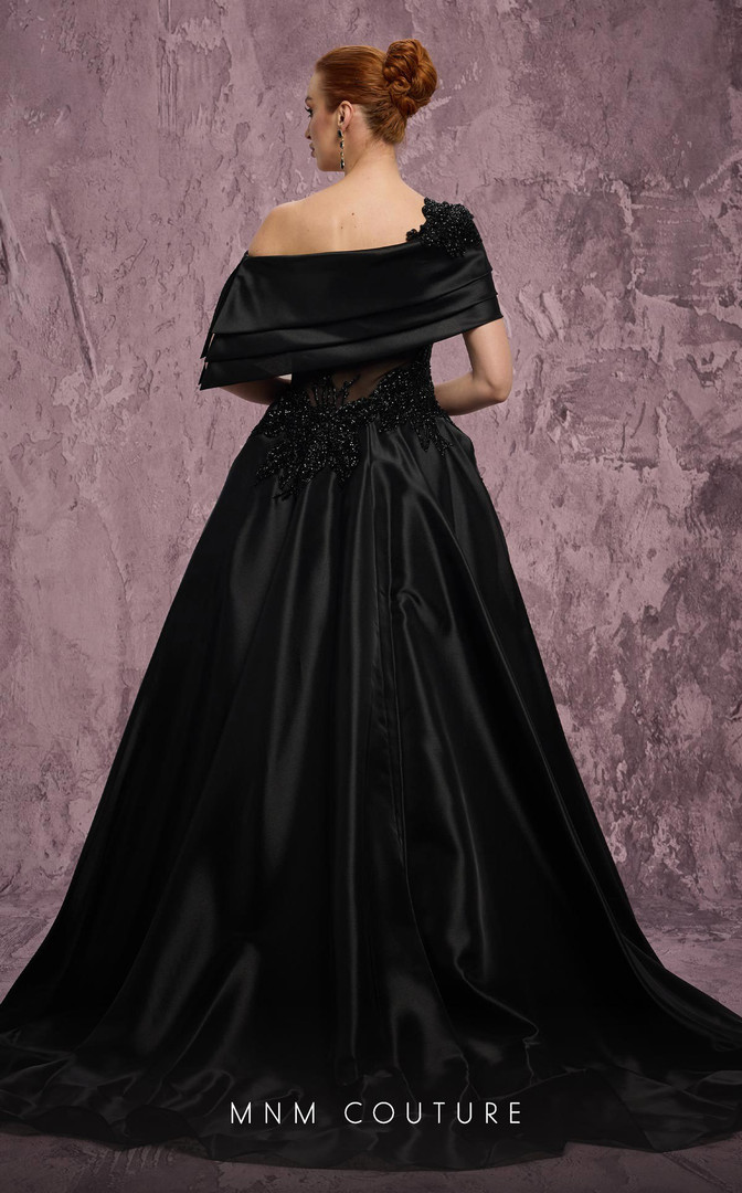 MNM Couture J03128 Taffeta Embroidered One-Shoulder Ballgown