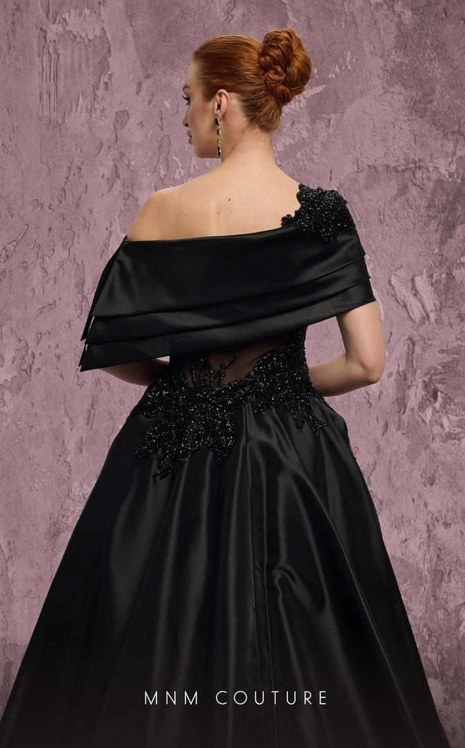 MNM Couture J03128 Taffeta Embroidered One-Shoulder Ballgown