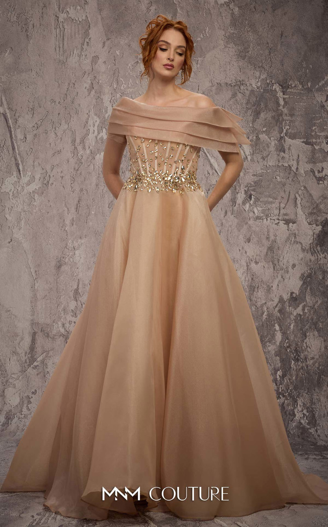 MNM Couture J03599 Crystal Embroidered Organza Ballgown
