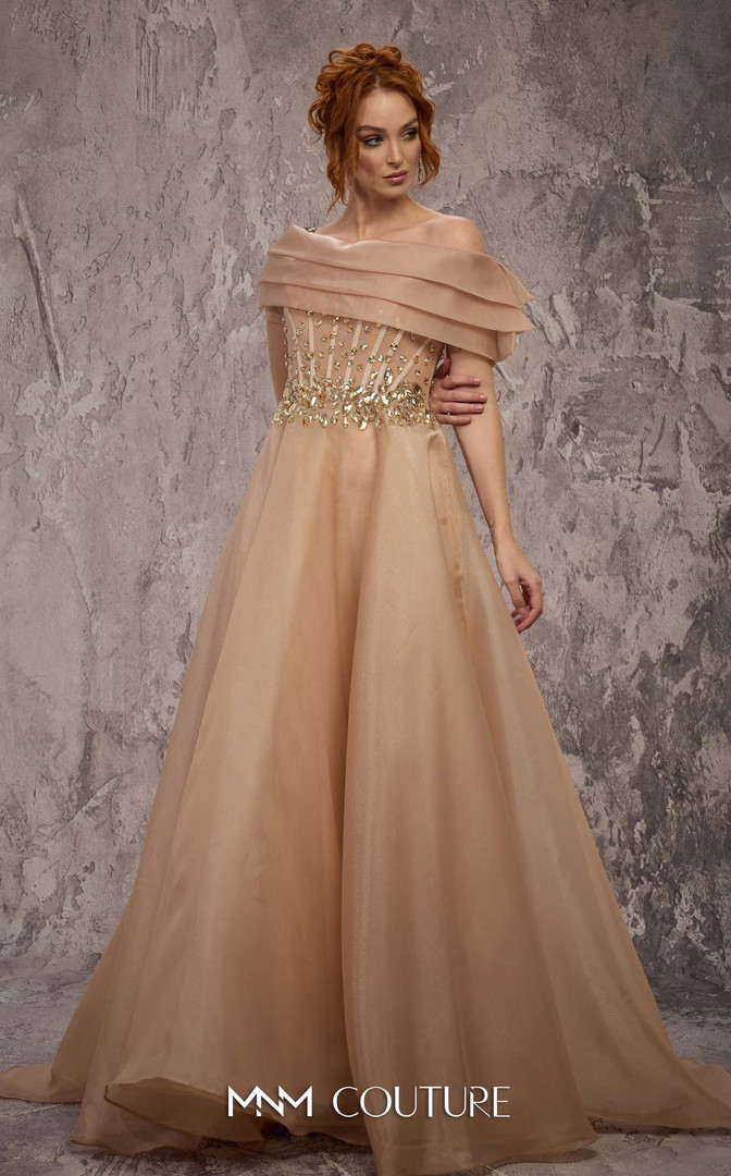 MNM Couture J03599 Crystal Embroidered Organza Ballgown