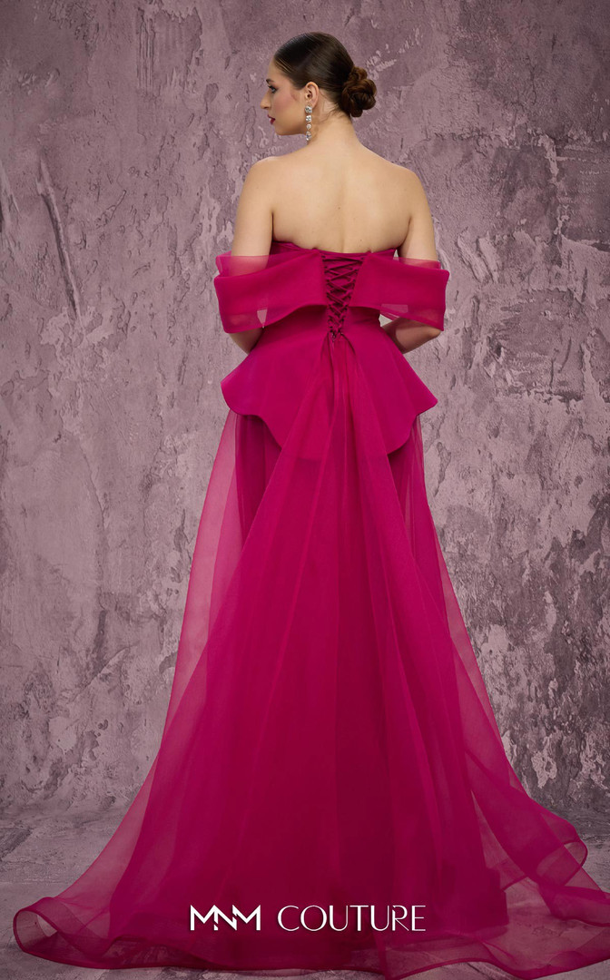 MNM Couture Q1010 Crepe Embroidered Off-shoulder Ballgown