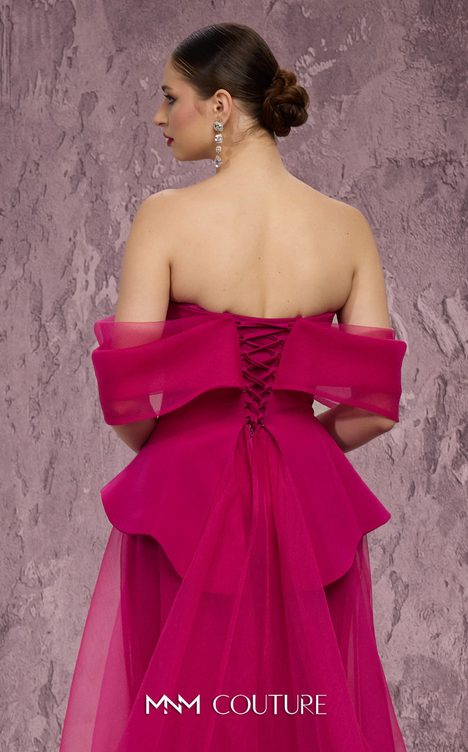 MNM Couture Q1010 Crepe Embroidered Off-shoulder Ballgown