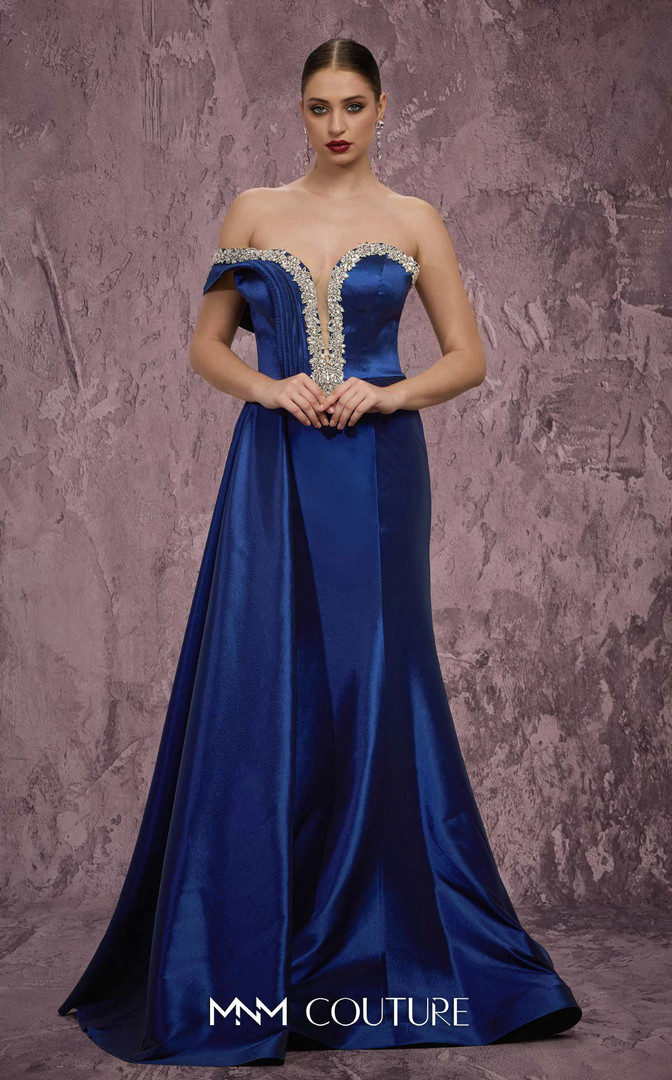 MNM Couture Q2414 Taffeta Embellished Sweetheart Neck Gown