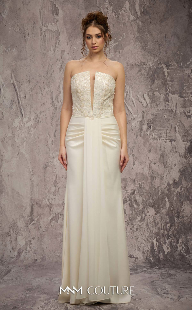 MNM Couture Q7545 Beaded Embroidered Strapless Long Gown