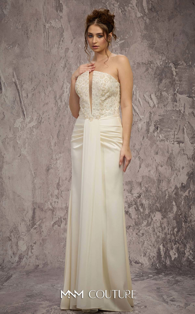 MNM Couture Q7545 Beaded Embroidered Strapless Long Gown