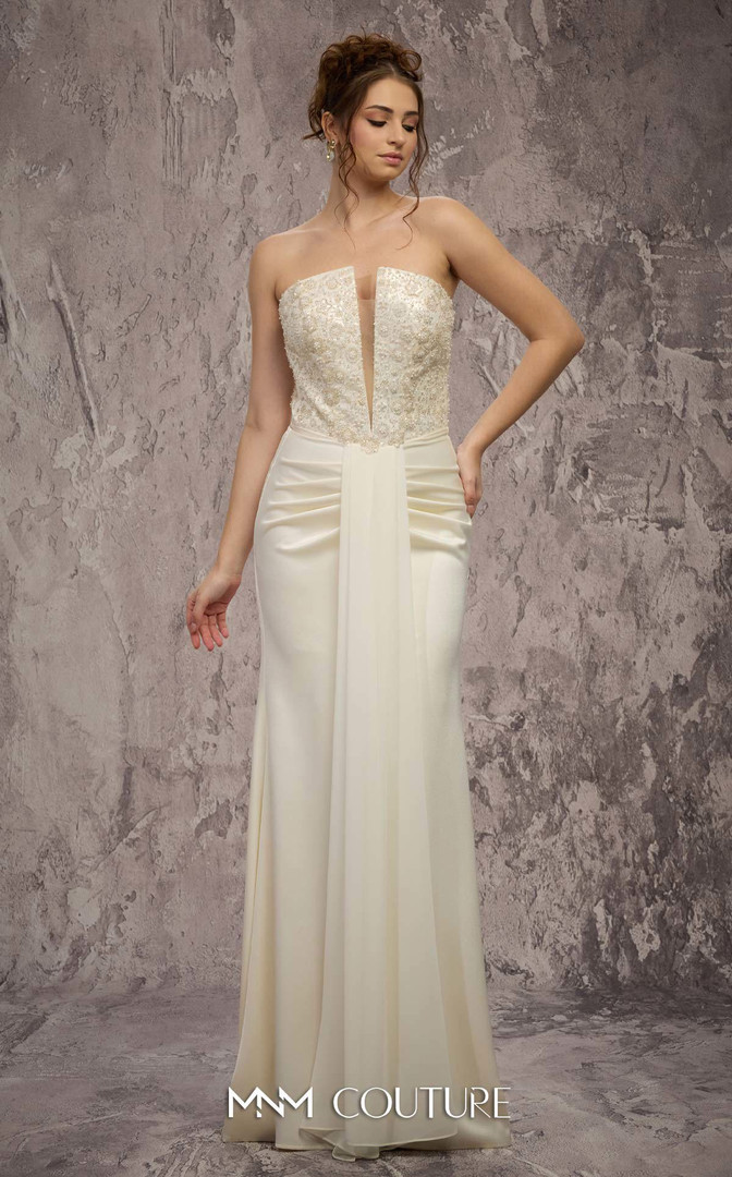 MNM Couture Q7545 Beaded Embroidered Strapless Long Gown
