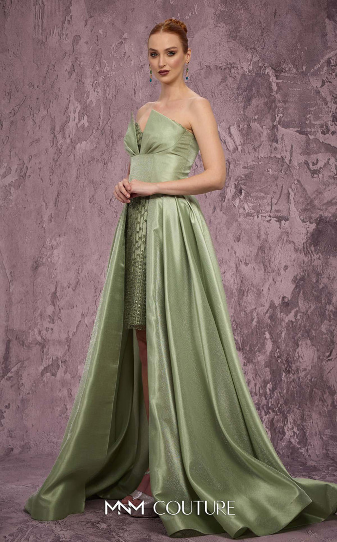 MNM Couture Q2024 Taffeta Embroidery Strapless High-Low Gown