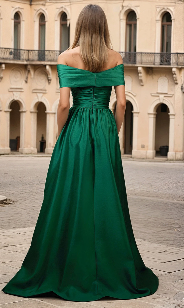 Janique 1045 Straight Neck Strapless Sheath Overskirt Gown