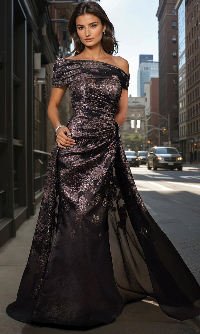 Janique 261050 Textured Straight Neckline Strapless Gown