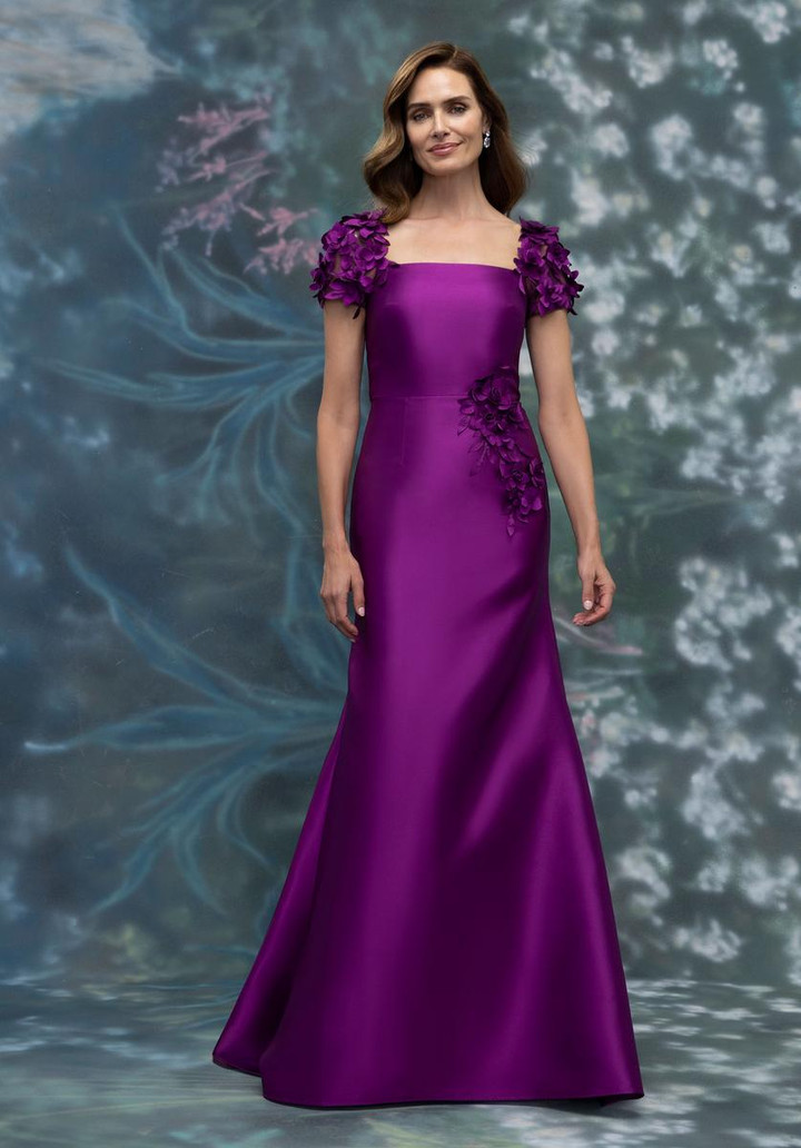 MGNY By Morilee 2070001 Mikado Tulle Satin Cap Sleeve Gown