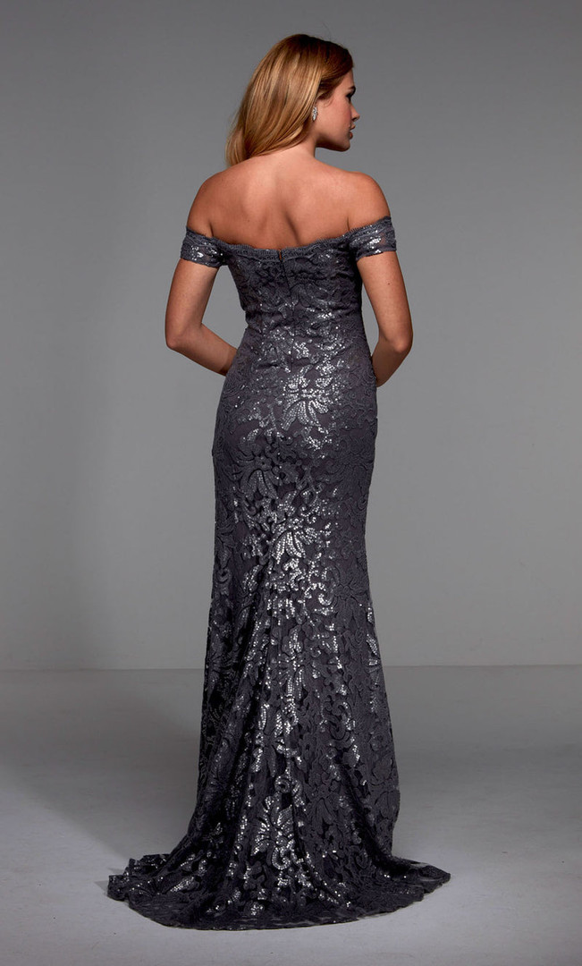 Alyce Paris 27485 Floral Lace Sequins Off Shoulder Gown