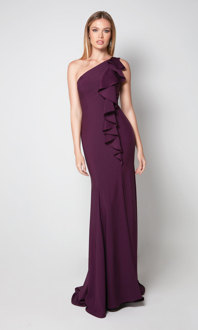 Alyce Paris 27575 Stretch Crepe Cascading Ruffle Long Gown