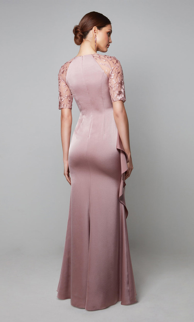 Alyce Paris 27601 Embroidery Illusion Short Sleeves Gown