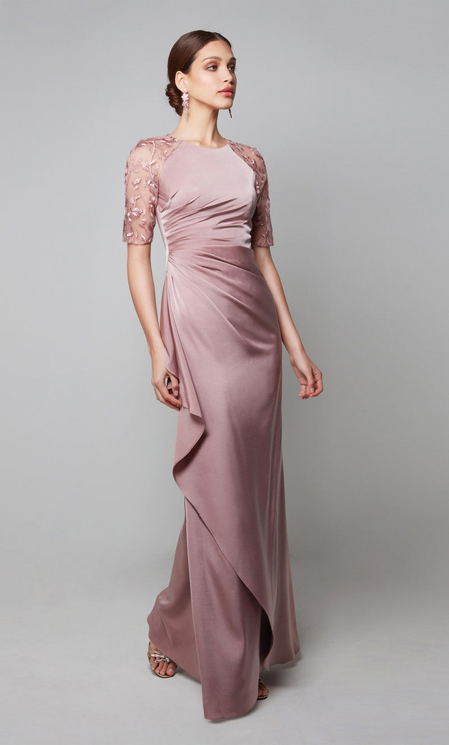 Alyce Paris 27601 Embroidery Illusion Short Sleeves Gown