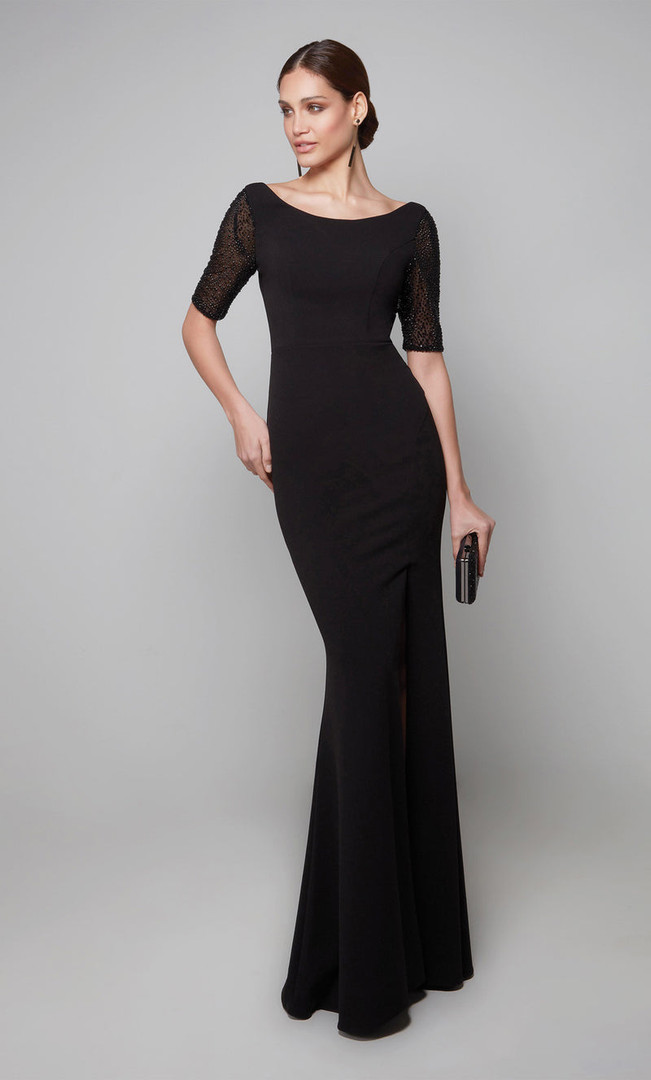 Alyce Paris 27628 Luxe Jersey Embellished Short Sleeve Gown