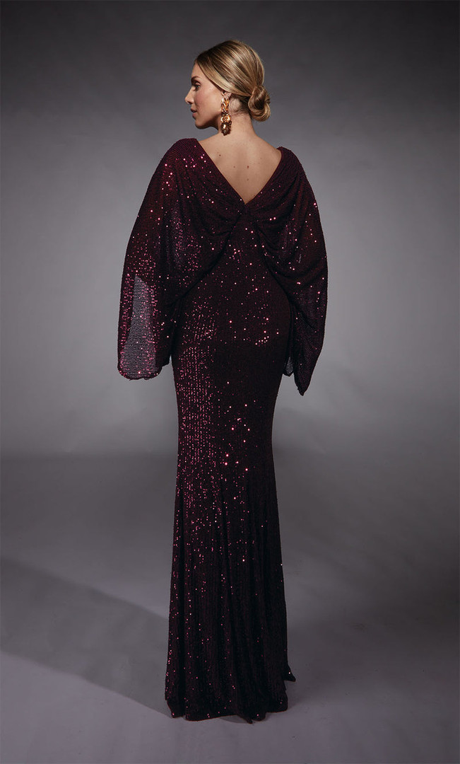 Alyce Paris 27703 Linear Sequins V-Neck Cape Sleeves Gown