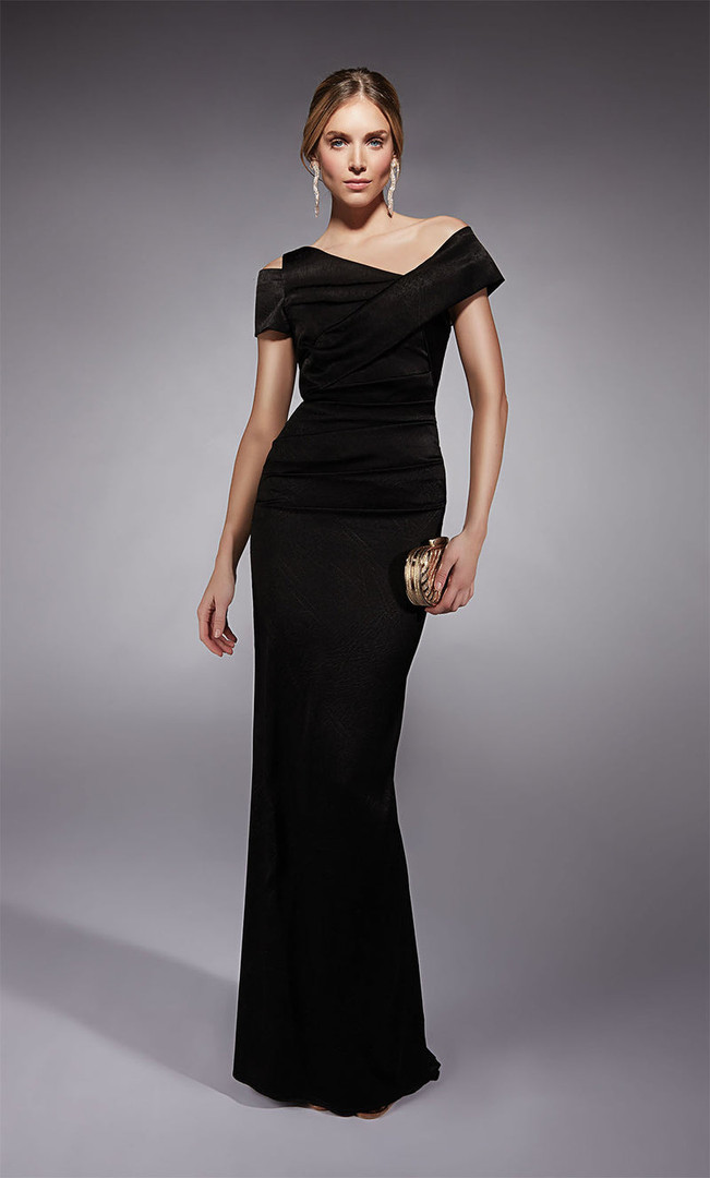 Alyce Paris 27710 Textured Charmeuse Asymmetric Neck Gown