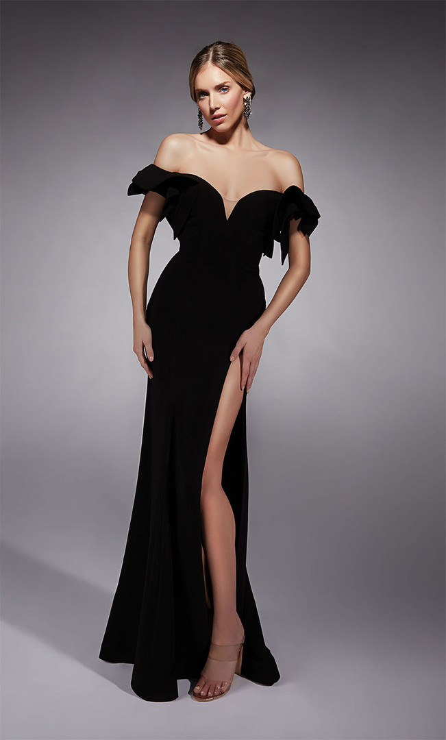 Alyce Paris 27713 Georgette Off-Shoulder Ruffled Sleeve Gown