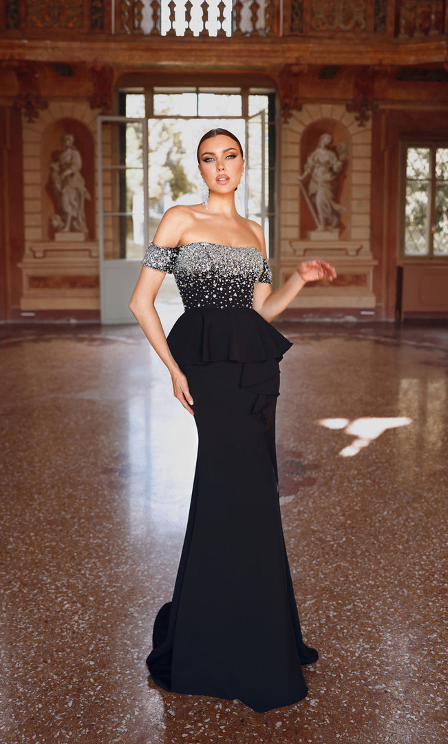Alyce Paris 27715 Faille Off Shoulder Cap Sleeves Gown