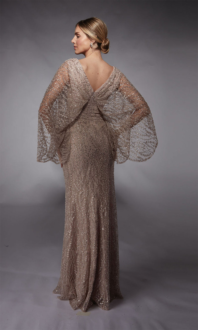 Alyce Paris 27724 Sequin Embroidery Sheer Cape Sleeves Gown
