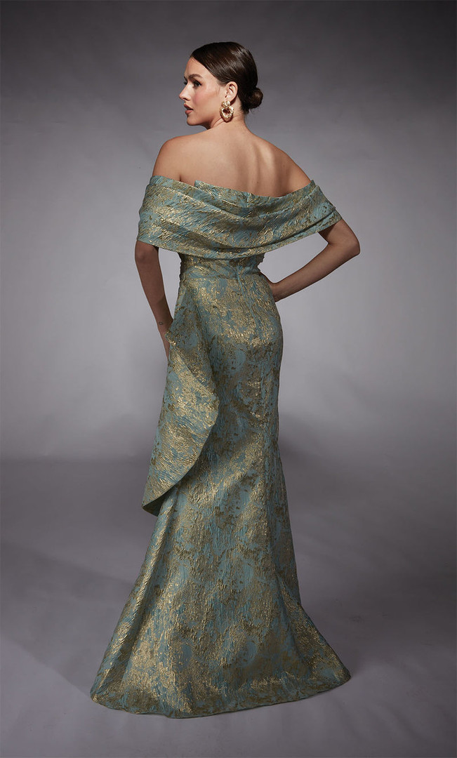 Alyce Paris 27750 Jacquard Metallic Strapless Long Gown