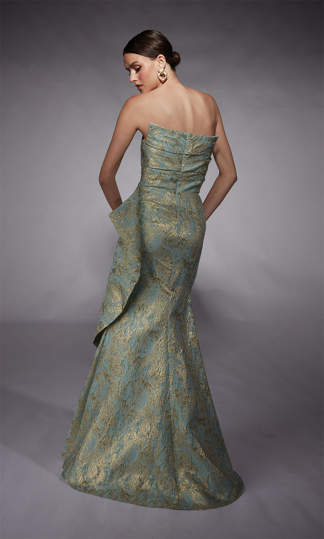 Alyce Paris 27750 Jacquard Metallic Strapless Long Gown