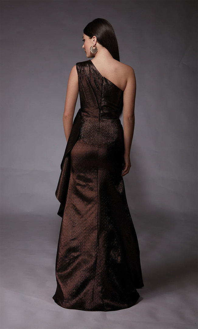 Alyce Paris 27751 Jacquard One Shoulder Side Ruffle Gown